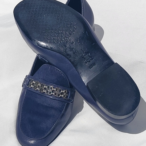 Tory Burch Navy Blue Gemini Loafers - Picture 8 of 11
